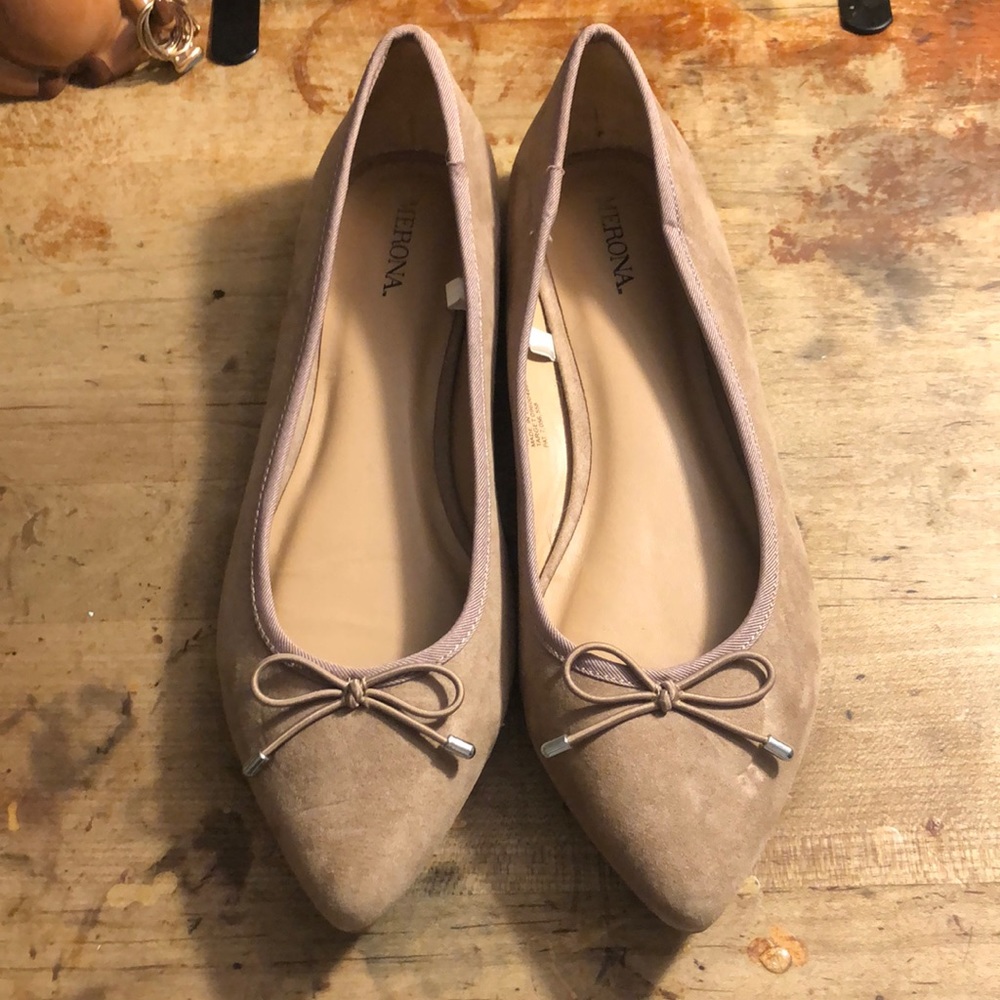 Brown suede flats